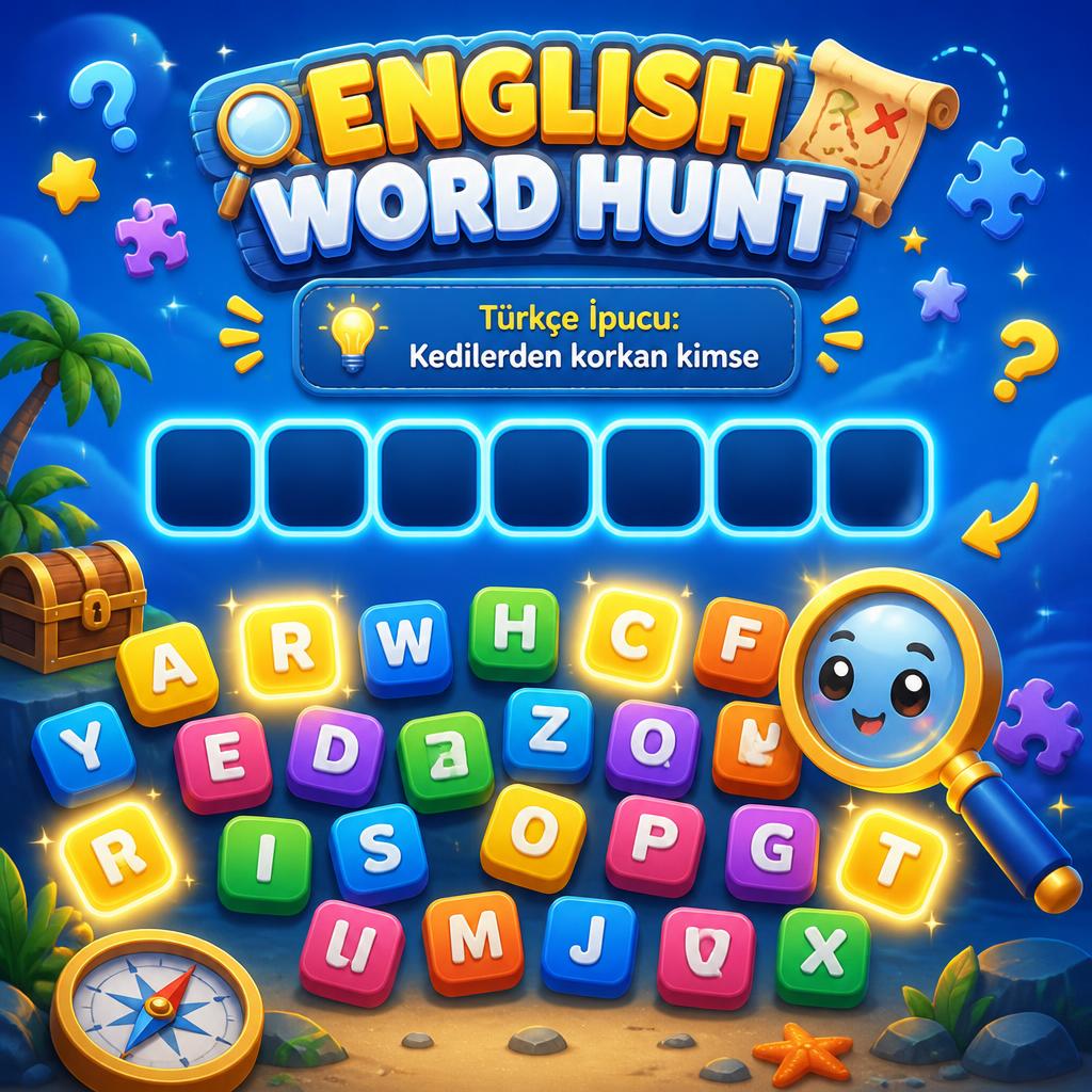 English Word Hunt karışık harflerden İngilizce kelime bulma oyunu - EngliPlay